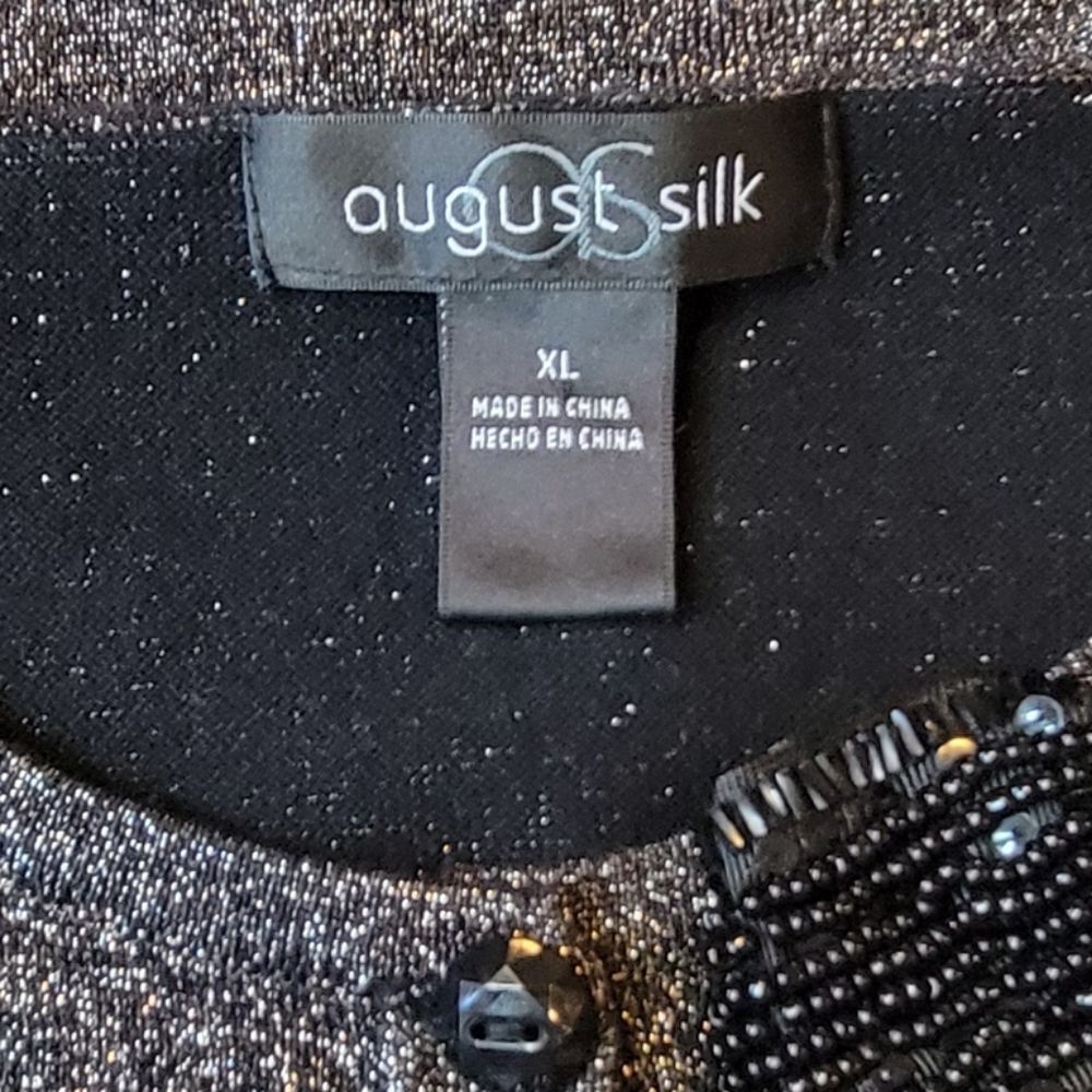 August Silk Black Sparkle Beaded Bow Accent 3/4 Sleeve Sweather Size XL - Picture 9 of 11
